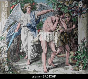 Bible Story, Illustration The Expulsion of Adam and Eve from the Garden ...