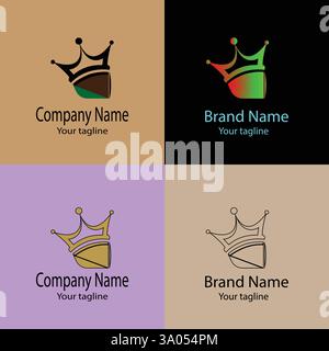 Professional Unique Latest logo design with different designs of the same shape For business company. Color editable. Stock Vector