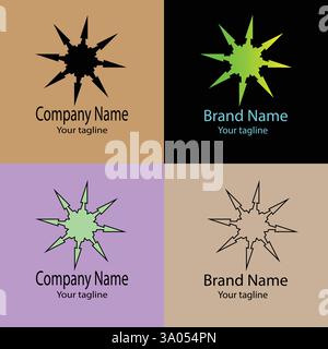 Professional Unique Latest logo design with different designs of the same shape For business company. Color editable. Stock Vector