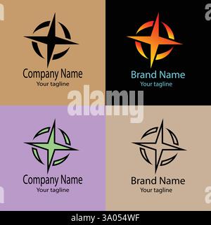 Professional Unique Latest logo design with different designs of the same shape For business company. Color editable. Stock Vector