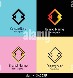 Professional Unique Latest logo design with different designs of the same shape For business company. Color editable. Stock Vector