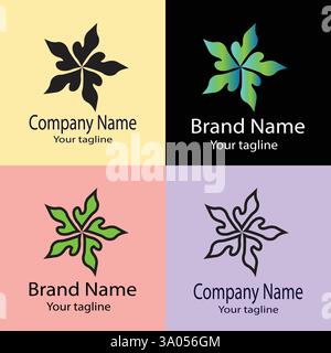 Professional Unique Latest logo design with different designs of the same shape For business company. Color editable. Stock Vector