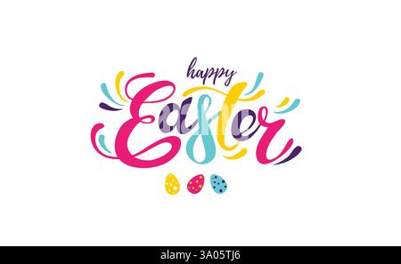 Happy Easter colorful lettering. Easter vector illustration EPS 10 Stock Vector