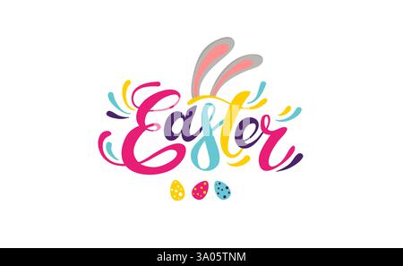 Happy Easter colorful lettering. Easter vector illustration EPS 10 Stock Vector