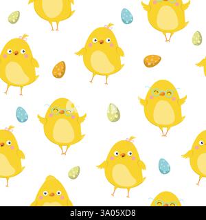 Easter seamless pattern. Chicken character. Vector illustration EPS10 Stock Vector