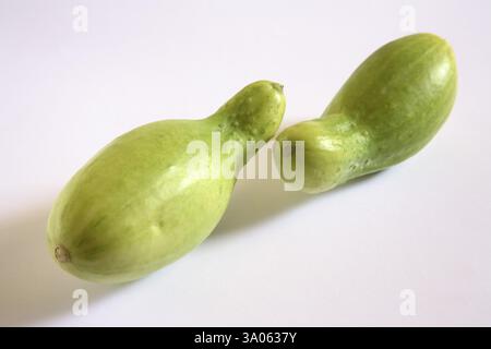 Green vegetable, kakri cucumbers cucumis utilissimus on white background Stock Photo