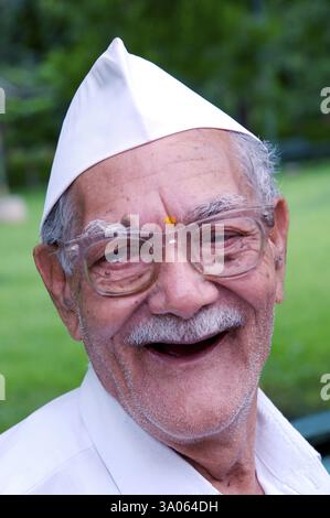 Indian Old Man Laughing with Gandhi Cap MR#784M Stock Photo