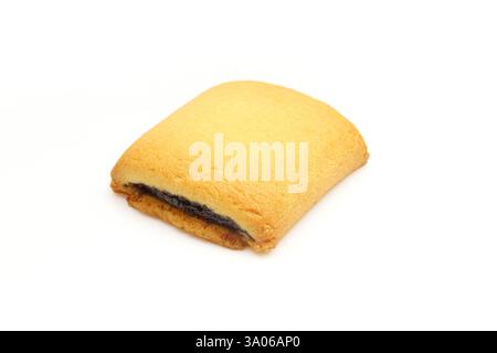 Single jam filled strudel treat isolated on white background Stock Photo