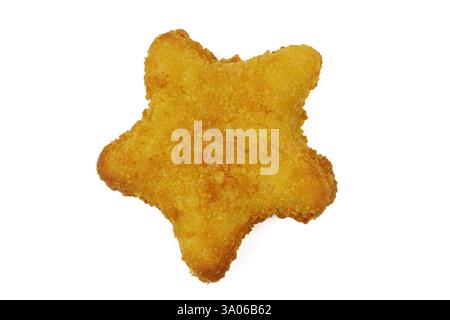 Deep fried fish meat shaped like star isolated on white background Stock Photo