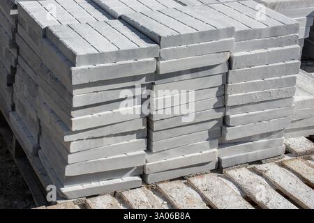 White marble slabs stacked on top of each other in display Stock Photo