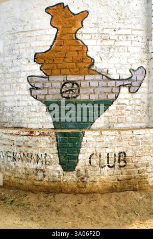India flag painted on brick wall with wooden floor Stock Photo - Alamy