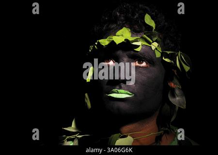 Painted man in tribal getup MR#769G Stock Photo