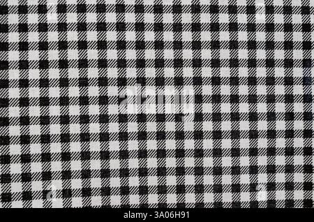 Close-up of a checkerboard fabric in black and white. showing fabric detail and criss-cross pattern Stock Photo