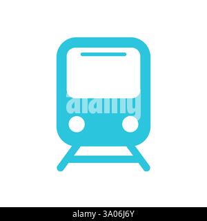 Train front view icon. Isolated on white. Blue icon set. Stock Vector