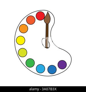 Painter palette icon. Colorful paint set. Artistic tool symbol. Vector illustration. Stock Vector