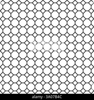 Hexagonal grid pattern. Geometric abstract texture. Black outline network. Repeating honeycomb vector. Stock Vector