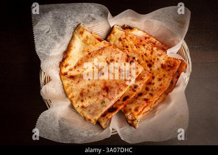 Cheese naan in a basket Stock Photo