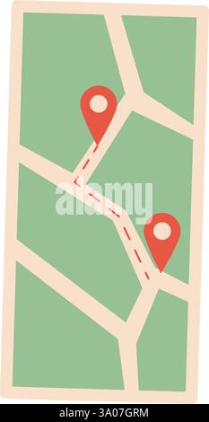Smartphone map icon in flat style. Mobile phone gps navigation vector ...