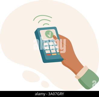 Hand Holding Payment Terminal Stock Vector