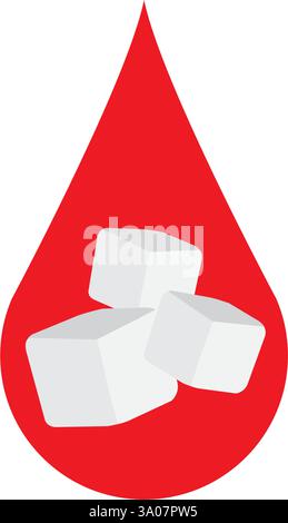 Sugar In The Blood , Glycemia icon . Creative Blood Sugar 3d icon. Health care concept. Cartoon red icon. Vector illustration Stock Vector
