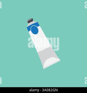 Artist color paint tube isolated on green background, creativity and art concept Stock Vector