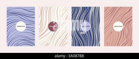 Trendy line art cover collection Stock Vector