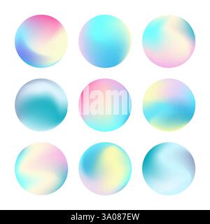 Fluid holographic iridescent color spheres Stock Vector