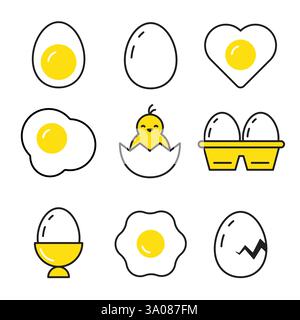 Egg icon set. Collection of eggs symbol Stock Vector