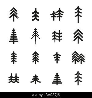 Christmas, pine, fir tree geometric logo collection Stock Vector