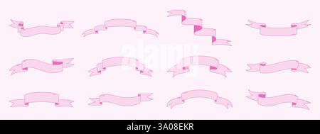 Ribbon banners set. Hand drawn decorative tape collection. Stock Vector