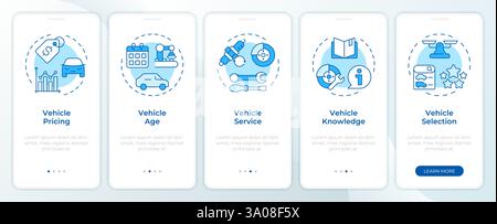 Vehicle evaluation blue onboarding mobile app screen Stock Vector