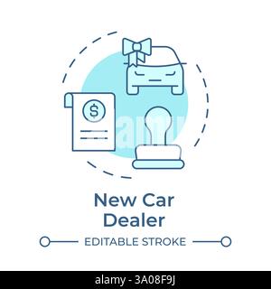 New car dealer soft blue concept icon Stock Vector