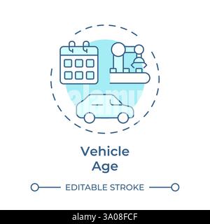 Vehicle age soft blue concept icon Stock Vector