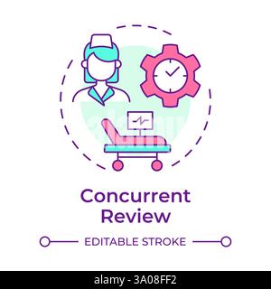 Concurrent review multi color concept icon Stock Vector