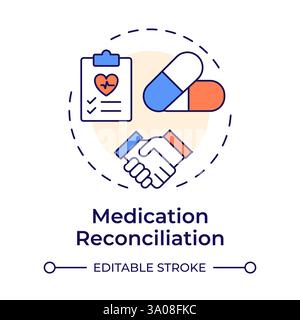 Medication reconciliation multi color concept icon Stock Vector