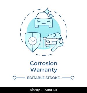 Corrosion warranty soft blue concept icon Stock Vector