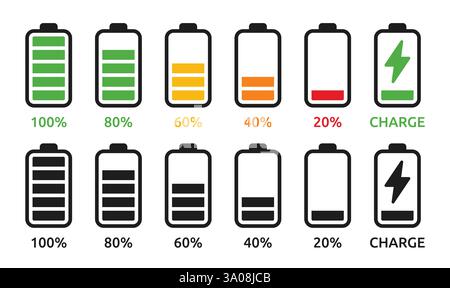 Battery level icon set. Stock Vector