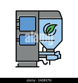 Pellet boilers color line icon. Vector isolated element. Editable stroke. Stock Vector