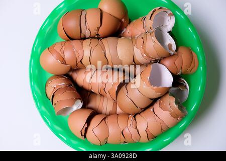 Stack of broken egg shells. Stock Photo