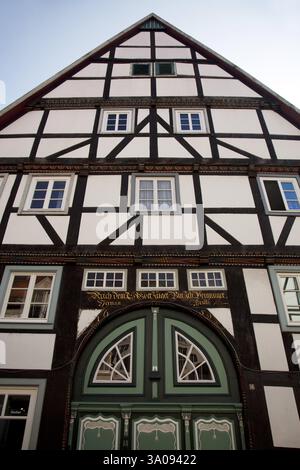 Beautiful door on a half-timbered house in the historic town centre of Lippstadt, North Rhine-Westphalia, Germany, Europe Stock Photo