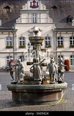 The civic fountain by Bonifatius Stirnberg in front of the town hall in Lippstadt, North Rhine-Westphalia, Germany, Europe Stock Photo
