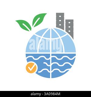Climate adaptation strategies flat icon. Vector isolated element. Editable stroke. Stock Vector