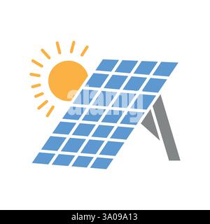 Photovoltaic Panel flat icon. Vector isolated element. Editable stroke. Stock Vector
