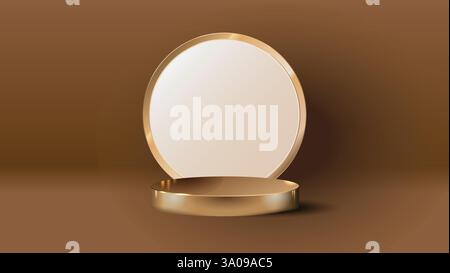Gold podium elegant background of luxury empty presentation studio product decoration golden pedestal Stock Vector