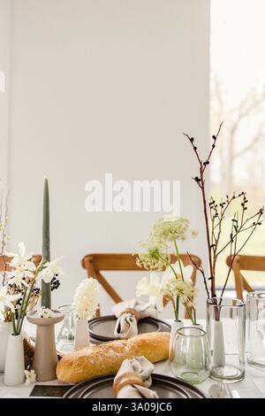 Spring Wedding Garden Party Table Stock Photo