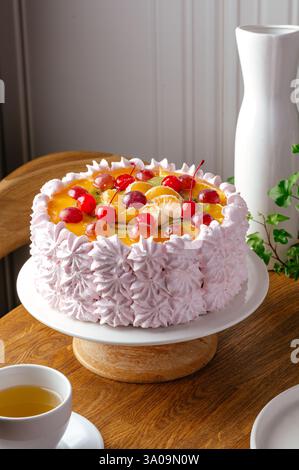 cake with fruit berry jelly Stock Photo