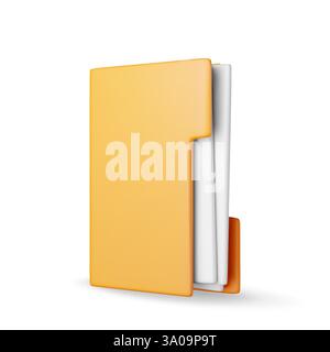3D business folder full of papers Stock Vector