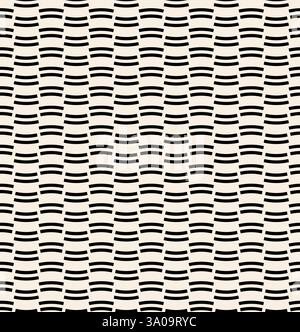 Black arc lines seamless patterns on beige background. Geometric thick lines pattern for textile, wrapping, banner. Stock Vector