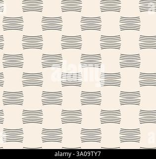 Black arc lines seamless patterns on beige background. Geometric thick lines pattern for textile, wrapping, banner. Stock Vector