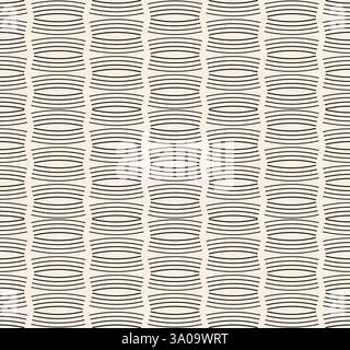 Black arc lines seamless patterns on beige background. Geometric thin lines pattern for textile, wrapping, banner. Stock Vector